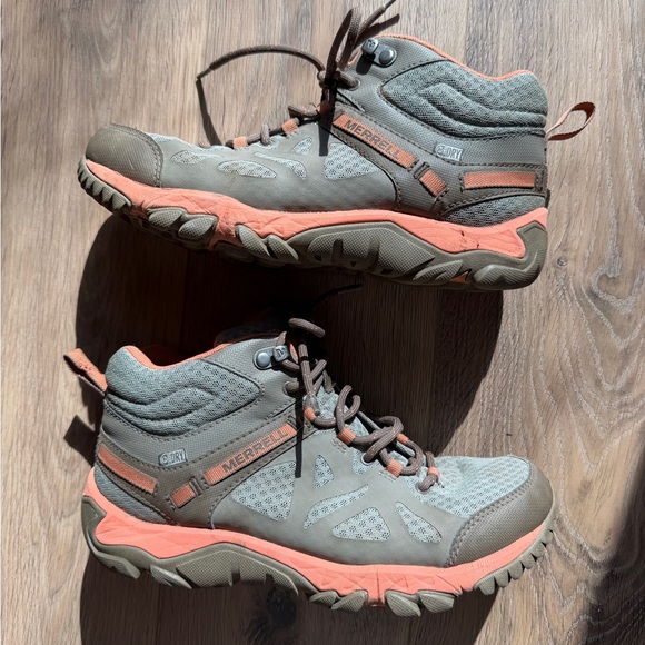 Merrell Outright Edge Mid waterproof hiking boots in a brindle and melon W 8.5 - Picture 2 of 8